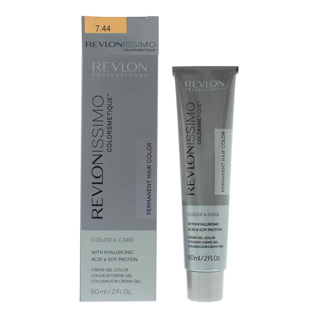 Revlon Revlonissimo Colorsmetique – Permanent Hair Dye for Women, 7.44 Medium Intensive Copper Blonde, 60 ml