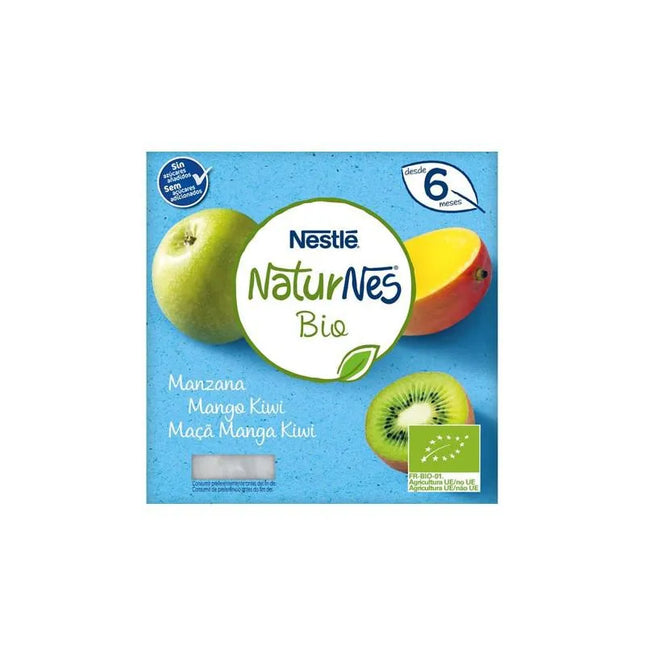 Nestle Nestlé Naturnes Bio Tarrina Manzana, Mango y Kiwi 6m, 4x 90 g