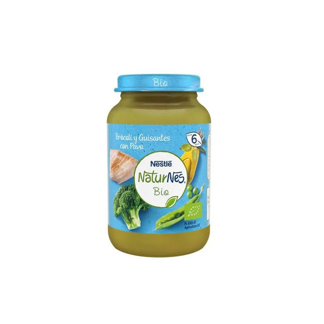 Nestle Nestlé Naturnes Bio Tarrito Brócoli, Guisantes y Pavo 6m, 190 g