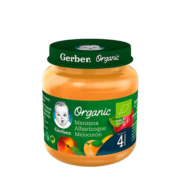 Gerber Organic Apple Apricot Peach, 125 g