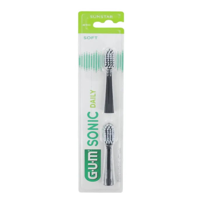 GUM Sonic Daily Refills Black Brush 2U