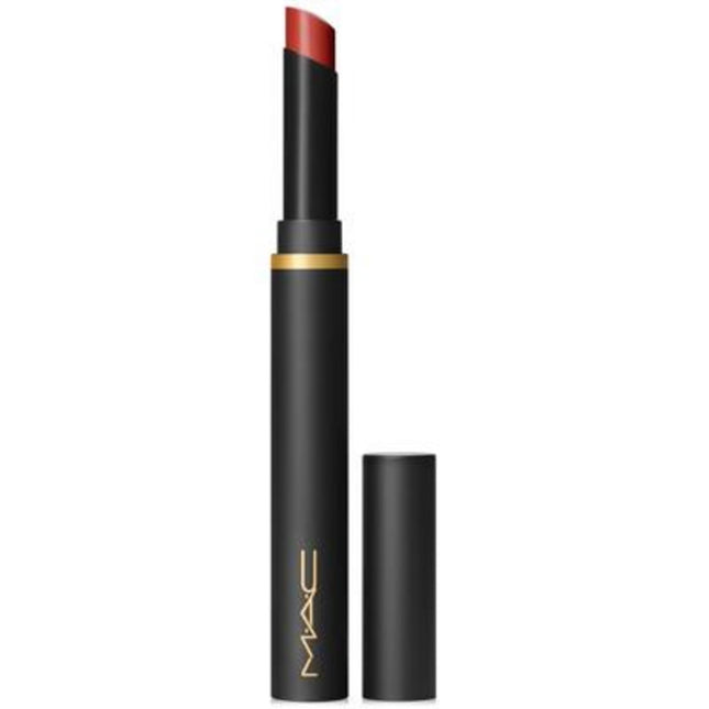 MAC Powder Kiss Velvet Blur Slim – Cream Lipstick for Women, 877, Devoted To Chili, 2 g