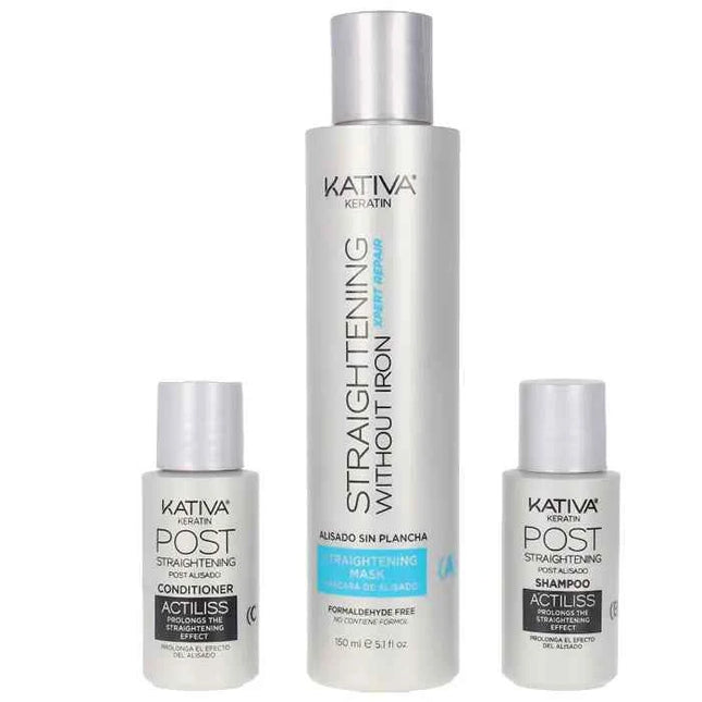 Kativa Keratin Anti-Frizz Smoothing Without Iron Repair Tips Unisex, Set 3 Pieces