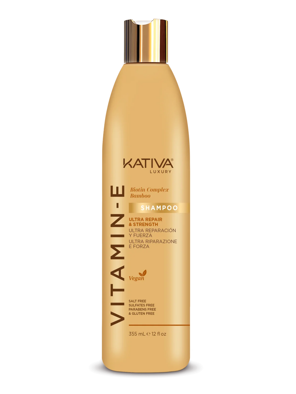 Kativa Vitamina e Biotina y Bamboo – Shampoo Unisex, 355 ml