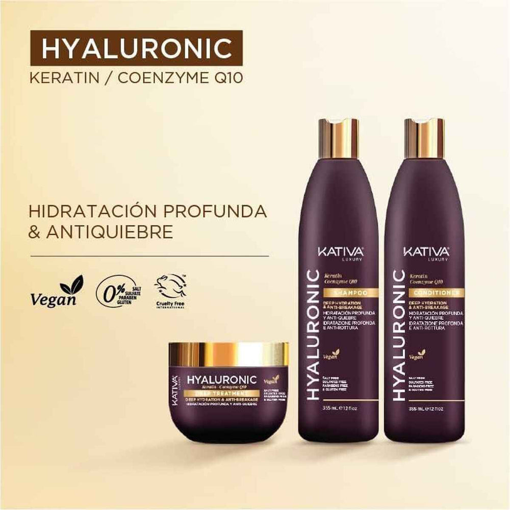 Kativa Hyaluronic Keratin y Coenzyme Q10 – Shampoo Unisex, 500 ml