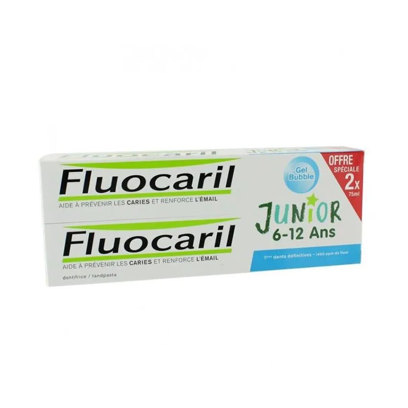Fluocaril® Junior 6-12 Years Pack Bubble Flavour Toothpaste, 2x 75 ml