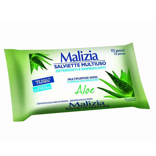 Malizia Aloe Toallitas Multi-Uso Refrescantes Unisex, 72 Units