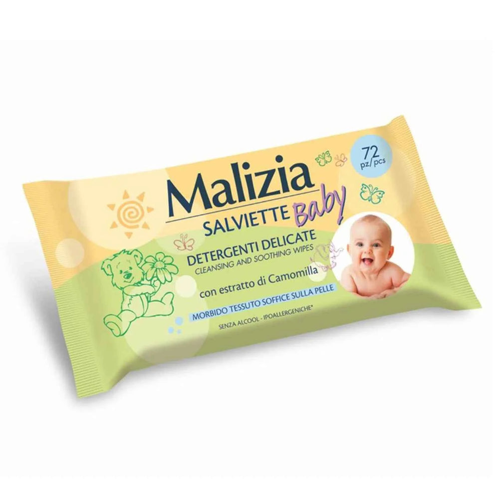 Malizia Baby Camomilla Toallitas Limpiadoras Unisex, 72 Units