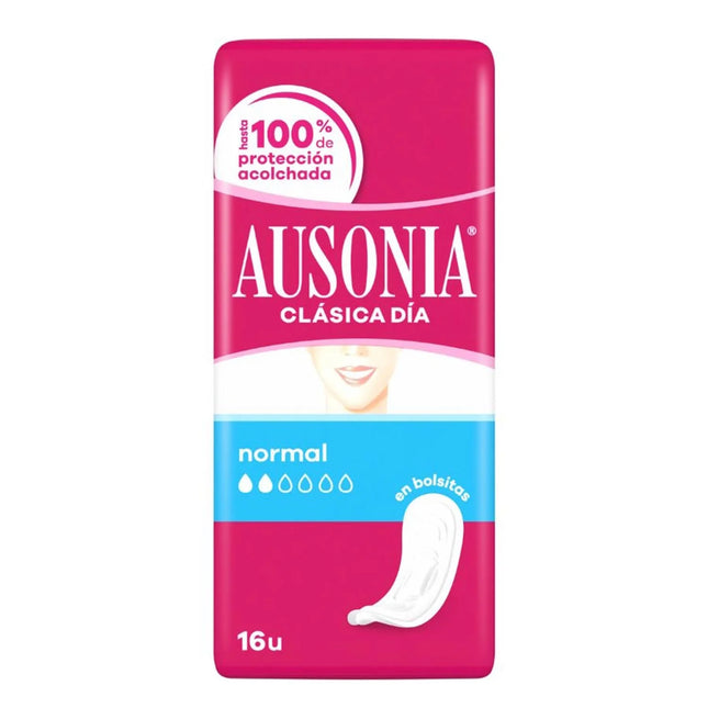 Ausonia Clasica Dia Compresas En Bolsas Sin Alas, 16 Units