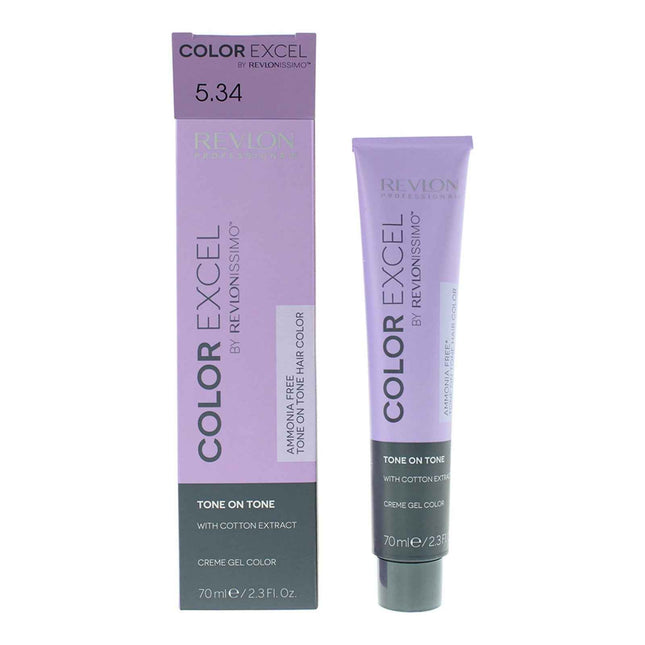 Revlon Color Excel – Demi-Permanent Hair Dye Unisex, 5.34 Light Golden Copper Brown, 70 ml
