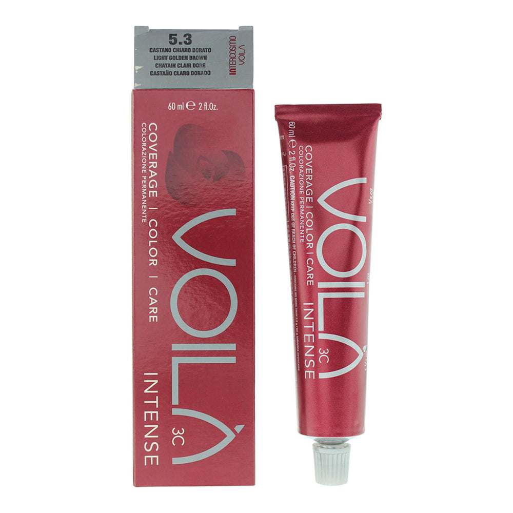 Intercosmo Voila 3C Intense – Permanent Hair Dye for Women, 5.3 Light Golden Brown, 60 ml