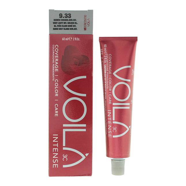 Intercosmo Voila 3C Intense – Permanent Hair Dye for Women, 9.33 Very Light Intense Golden Blonde, 60 ml