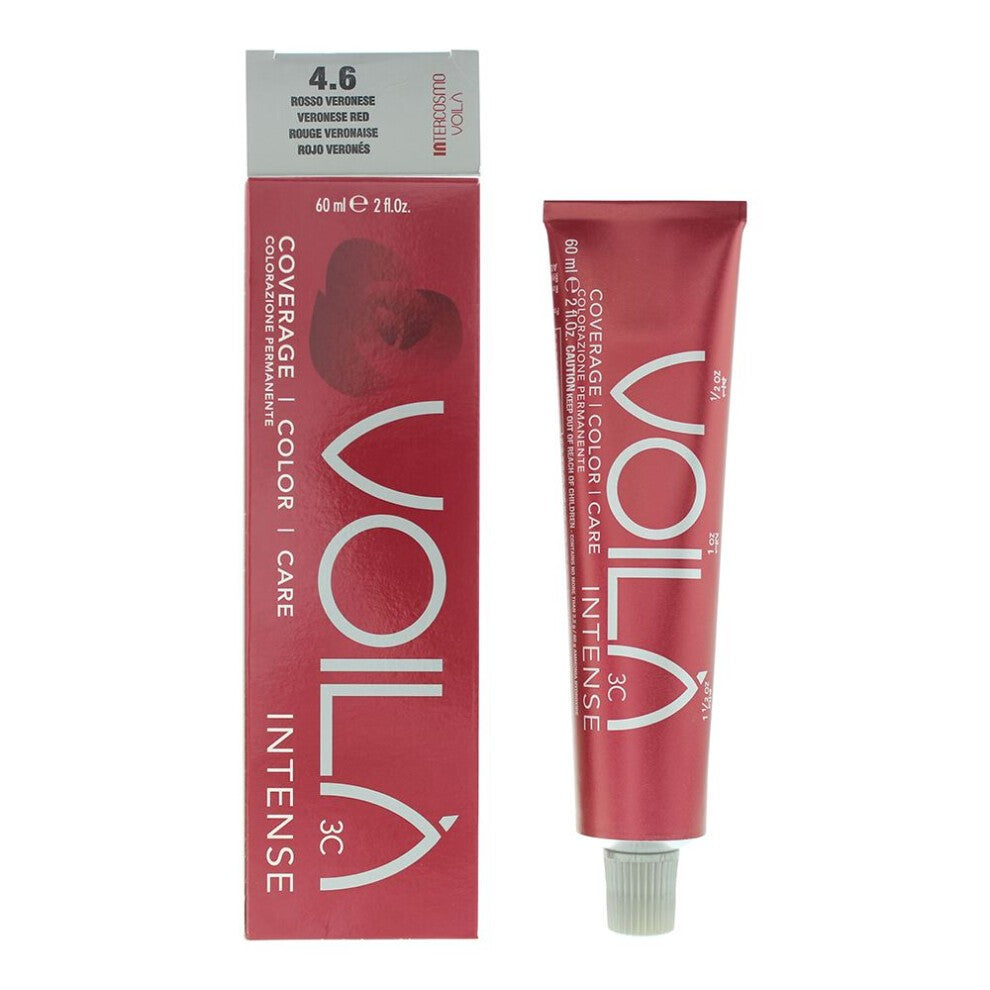 Intercosmo Voila 3C Intense – Permanent Hair Dye for Women, 4.6 Veronese Red, 71 ml