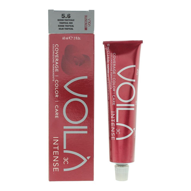 Intercosmo Voila 3C Intense – Permanent Hair Dye for Women, 5.6 Tropical Red, 60 ml