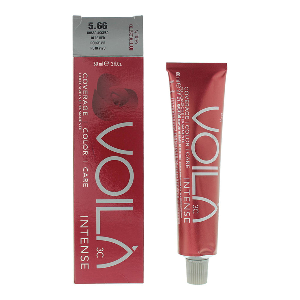 Intercosmo Voila 3C Intense – Permanent Hair Dye for Women, 5.66 Deep Red, 60 ml