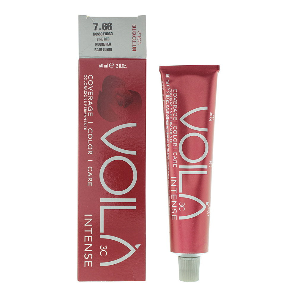 Intercosmo Voila 3C Intense – Permanent Hair Dye for Women, 7.66 Fire Red, 60 ml
