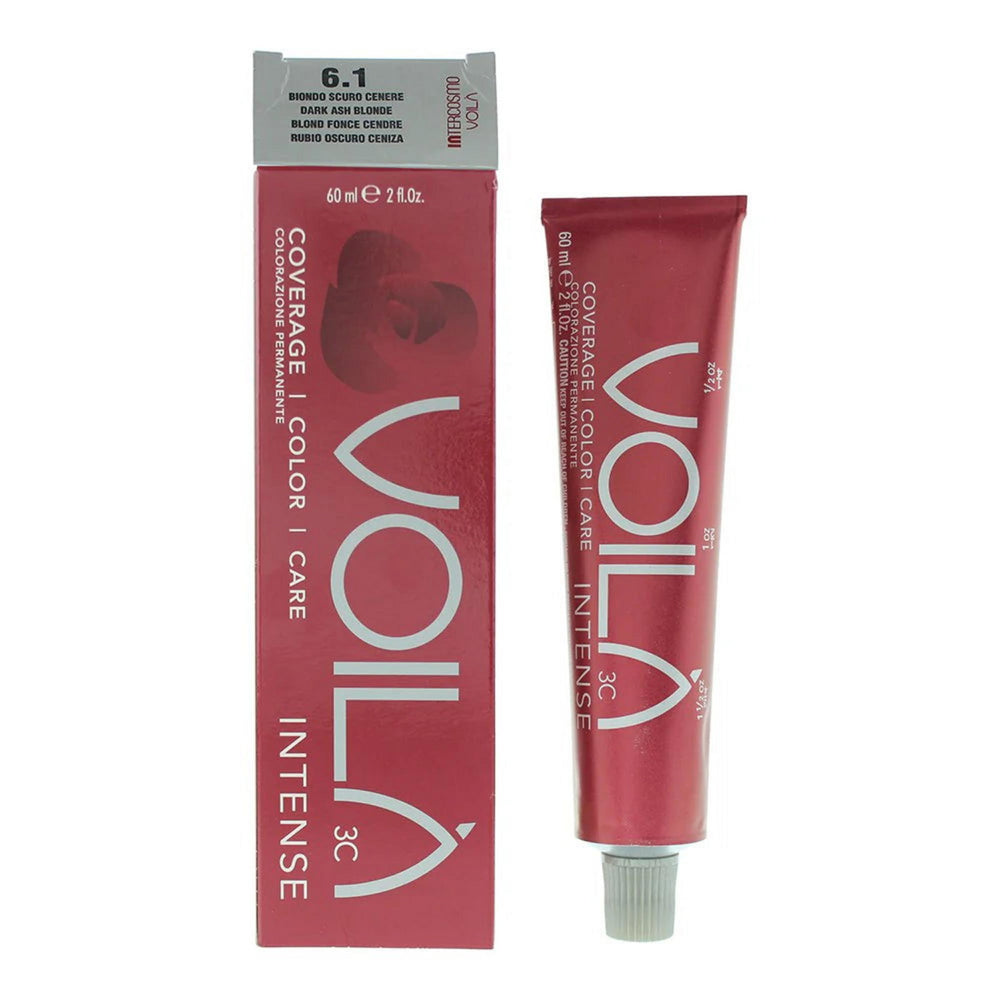 Intercosmo Voila 3C Intense Nourishing – Permanent Hair Dye for Women, 6.1 Dark Ash Blonde, 60 ml