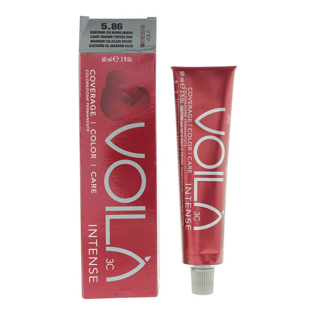 Intercosmo Voila 3C Intense – Permanent Hair Dye for Women, 5.86 Light Brown Toffee Red, 60 ml