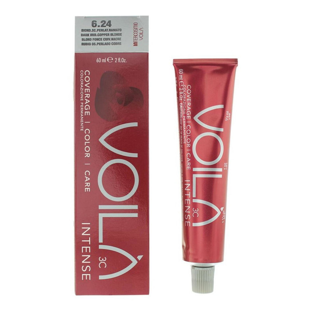 Intercosmo Voila 3C Intense – Permanent Hair Dye for Women, 6.24 Dark Iridescent Copper Blonde, 60 ml