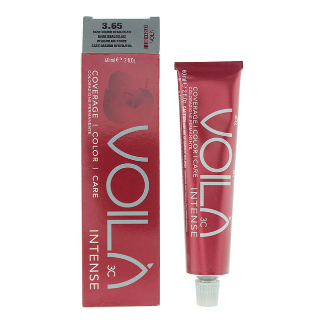 Intercosmo Voila 3C Intense – Permanent Hair Dye for Women, 3.65 Dark Beaujolais, 60 ml