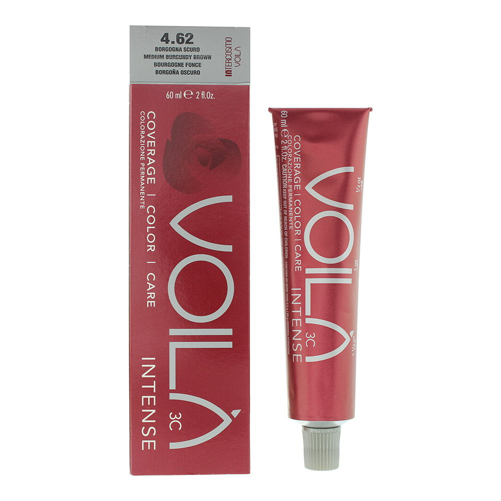 Intercosmo Voila 3C Intense – Permanent Hair Dye for Women, 4.62 Medium Burgundy Brown, 60 ml