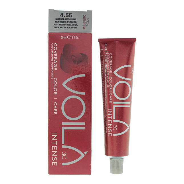 Intercosmo Voila 3C Intense – Permanent Hair Dye for Women, 4.55 Medium Brown Intense Mahogany, 60 ml
