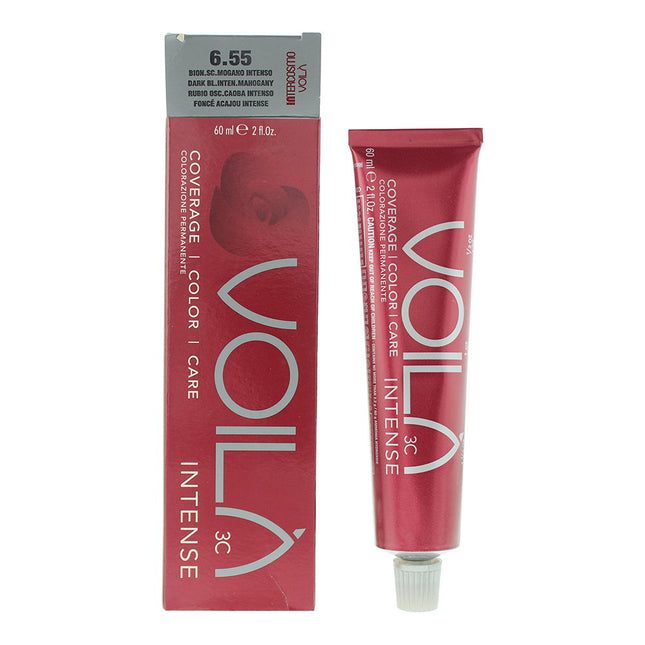 Intercosmo Voila 3C Intense – Permanent Hair Dye for Women, 6.55 Dark Blonde Intense Mahogany, 60 ml