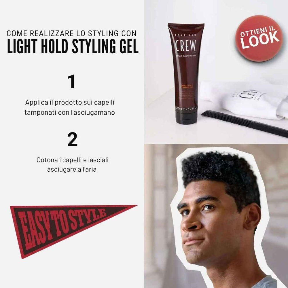 American CREW Light Hold Styling – Gel Unisex, 250 ml