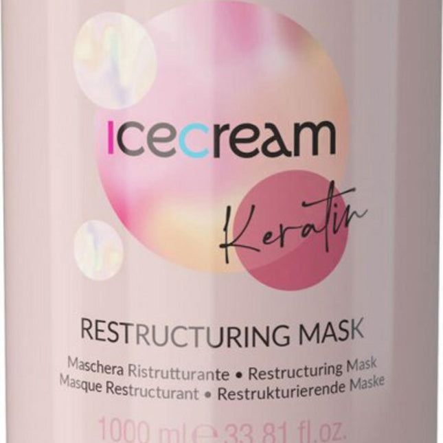 Inebrya Ice Cream Keratin – Hair Treatment Cream Mask for Women, Restructuring, 1000 ml