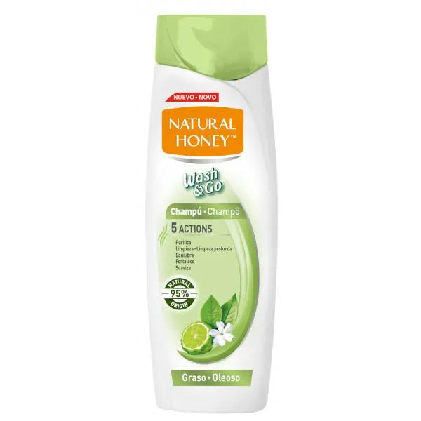 Natural Honey Wash y Go Champú Graso Unisex, 400 ml