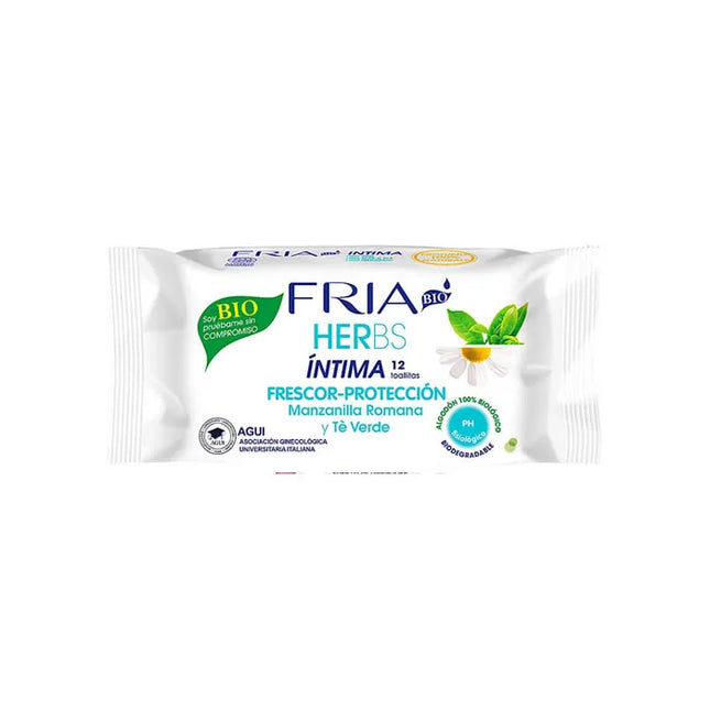 FRIA Herbs Intimate Wipes Fresh And Protected 12 Wipes Unisex