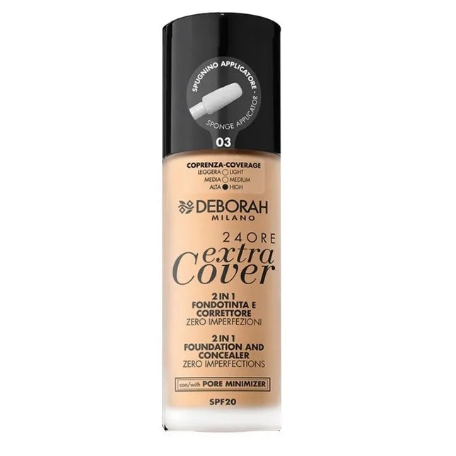 Deborah Milano 24 Ore Extra Cover 2 In 1 Spf20 03 Unisex, 30 ml