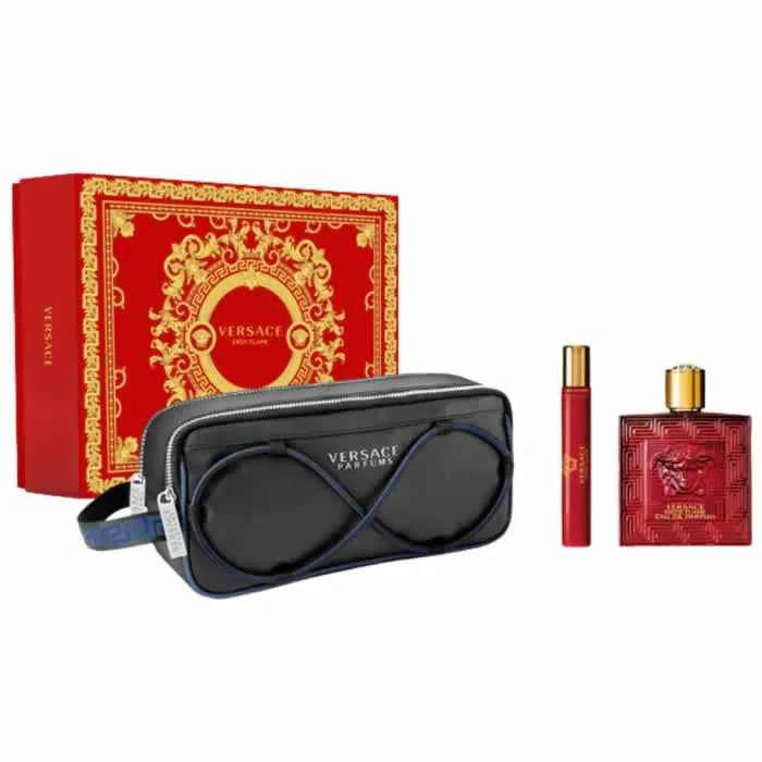 Versace Eros Flame – Eau de Parfum for Men Spray 100 ml, Set 3 Pieces