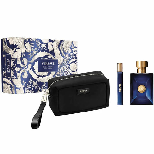 Versace Dylan Blue Pour Homme – Eau de Toilette for Men Spray 100 ml, Set 3 Pieces