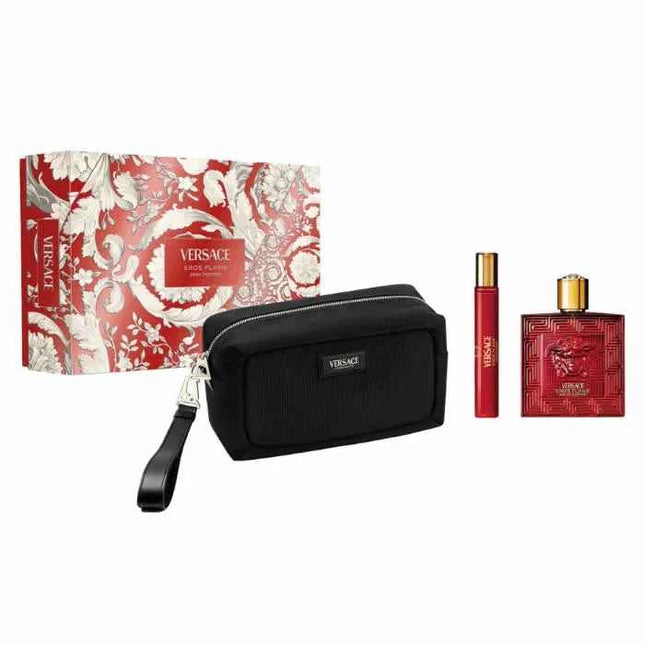 Versace Eros Flame – Eau de Parfum for Men Spray 100 ml, Set 3 Pieces