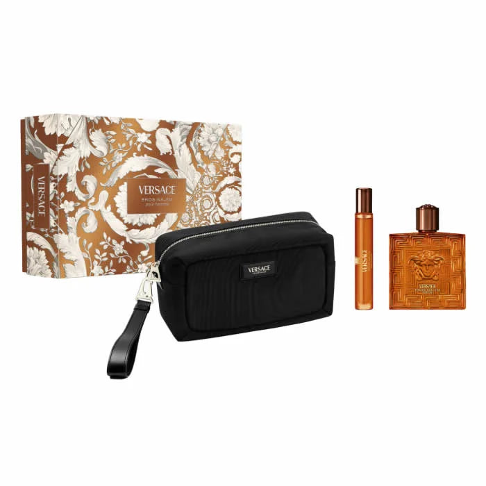 Versace Eros Najim Pour Homme – Eau de Parfum for Men Spray 100 ml, Set 3 Pieces