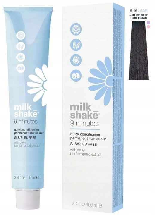 Milk Shake 9 Minutes – Permanent Hair Dye for Women, 5.165AR Ash Red Intense Light Brown, 100 ml