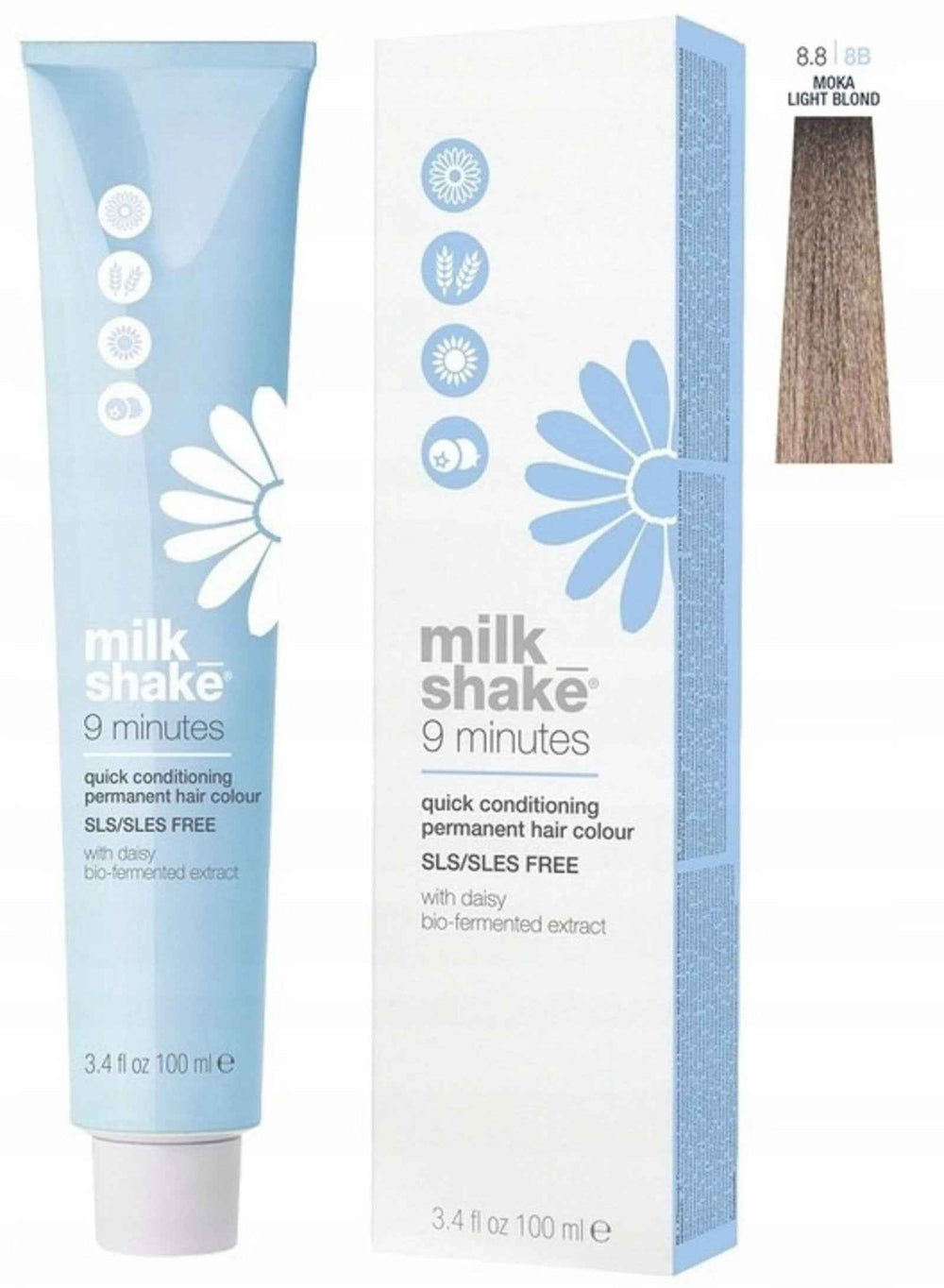 Milk Shake 9 Minutes Amino Acid Complex – Permanent Hair Dye for Women, 8.8 Moka Light Blond, 100 ml