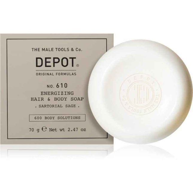 Depot 600 Body Solutions No. 610 Hydrating – Massage Soap Bar for Men, Skin and Hair, 70 g