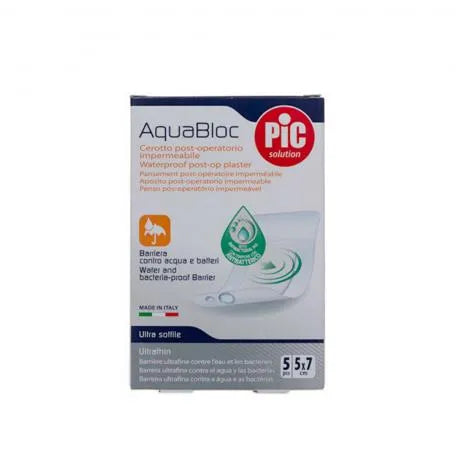 PIC Aquabloc Sterile Waterproof Post-Op Plaster With Bactericide 5 X 7cm 5 U