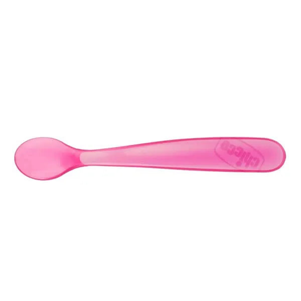 Chicco Duplo Soft Pink Silicone Spoon 6m+ Unisex, 2 Units