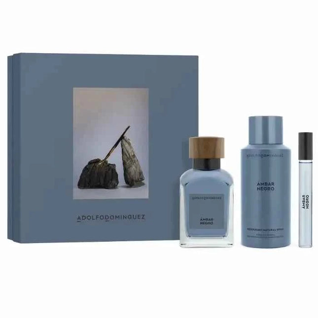 Adolfo Dominguez AD Ambar Negro – Eau de Parfum for Men Spray 120 ml, Set 3 Pieces