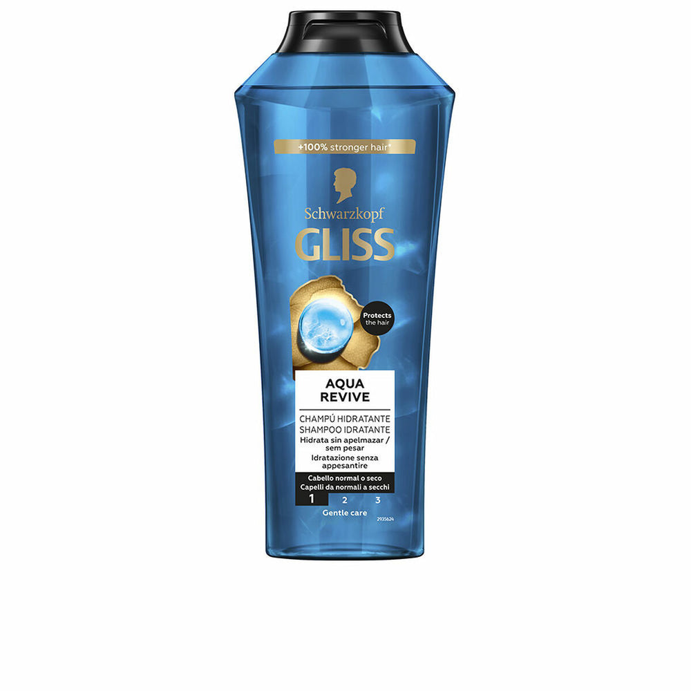 Schwarzkopf Gliss Aqua Revive Champú Hidratante Unisex, 400 ml