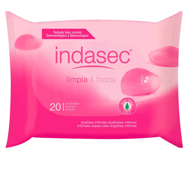 Indasec Clean And Fresh Intimate Wipes, 20 Units