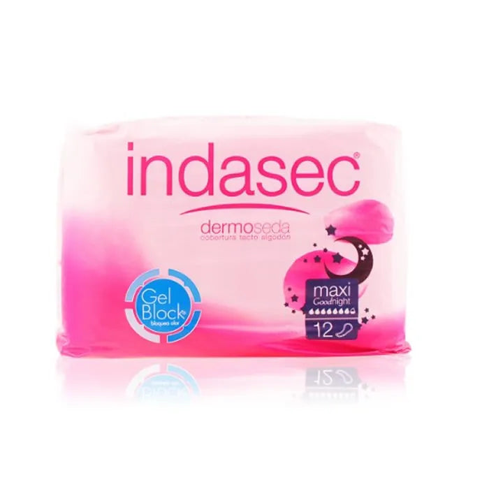 Indasec Dermoseda Good Night Incontinence Compress Maxi, 12 Units