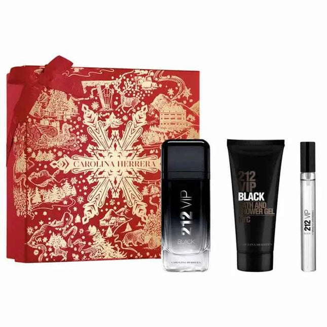 Carolina Herrera 212 Vip Black Men – Eau de Parfum Unisex Spray 100 ml, Set 3 Pieces