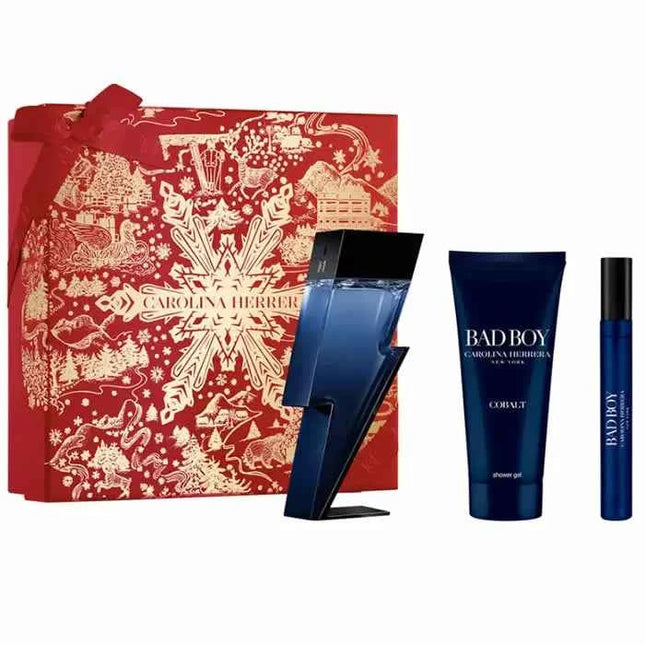 Carolina Herrera Bad Boy Cobalt – Eau de Parfum for Men Spray 100 ml, Set 3 Pieces