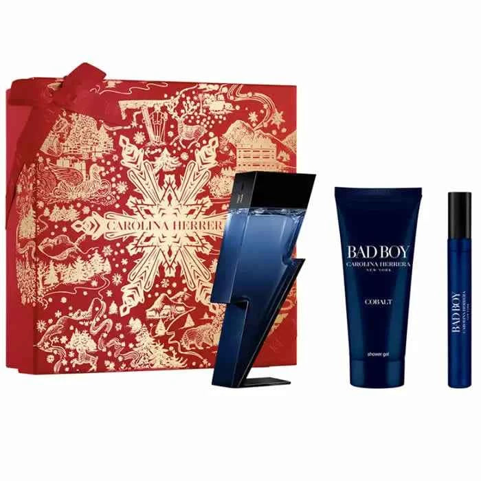 Carolina Herrera Bad Boy Cobalt – Eau de Parfum for Men Spray 100 ml, Set 3 Pieces