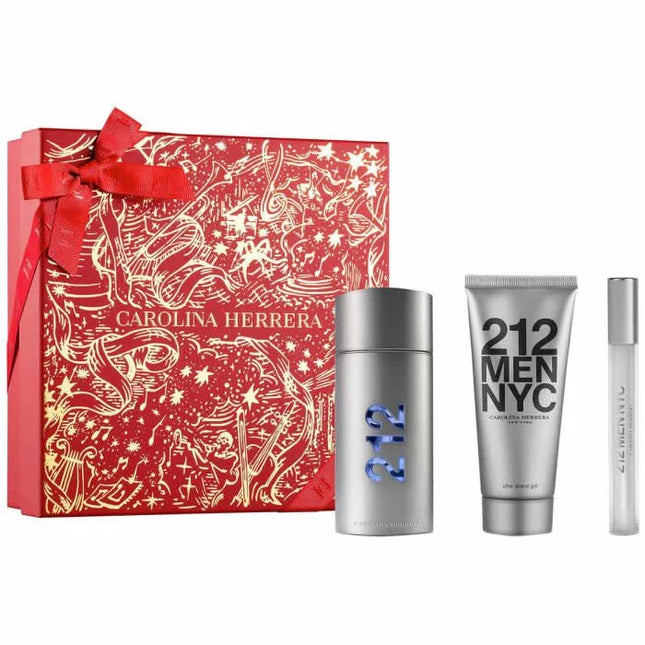 Carolina Herrera 212 Men – Eau de Toilette for Men Spray 100 ml, Set 3 Pieces