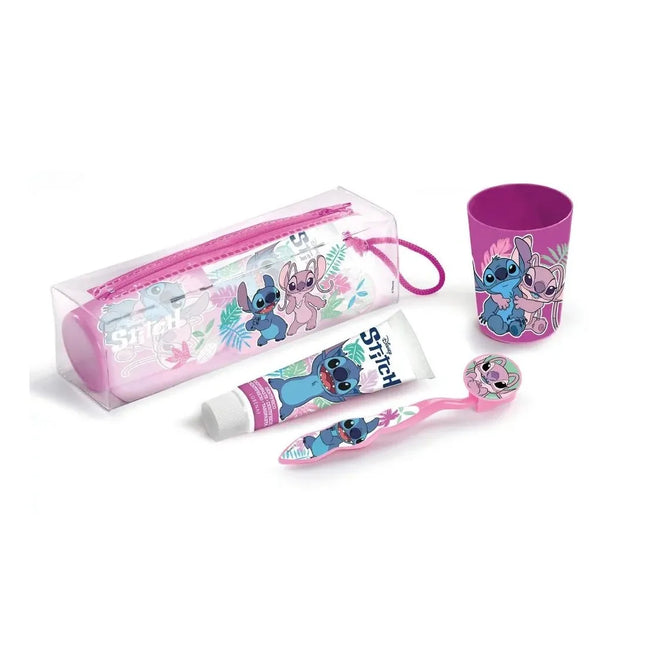 Disney Neceser Stitch Bucal Denttifrico Cepillo Dental Vasito Unisex
